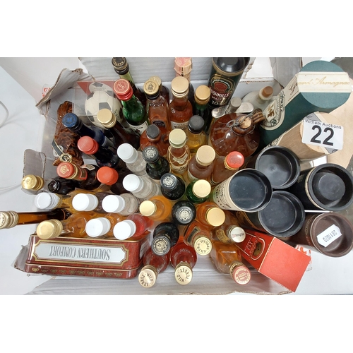 22 - A collection of miniatures including whiskies, port, spirits, liqueurs etc A/F