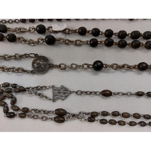 236 - A trio of vintage rosaries together with a faceted necklace (possibly French jet)