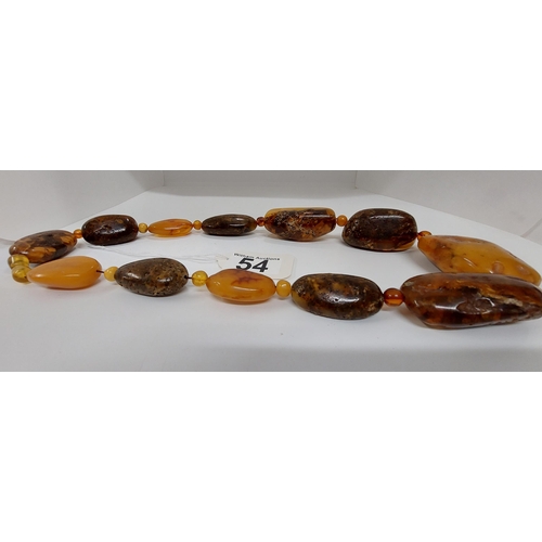 54 - Rare Baltic/cognac amber necklace, approx size of largest piece 6cm, approx gross weight 215g