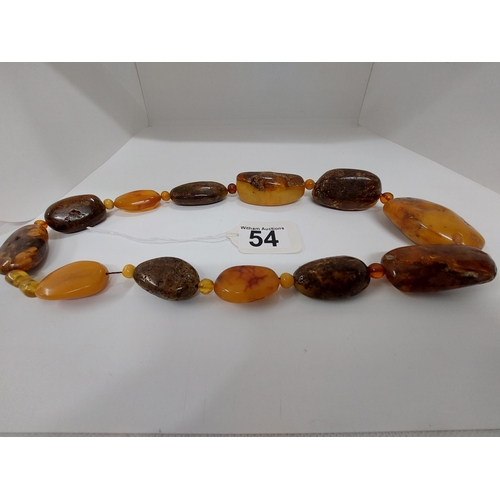 54 - Rare Baltic/cognac amber necklace, approx size of largest piece 6cm, approx gross weight 215g