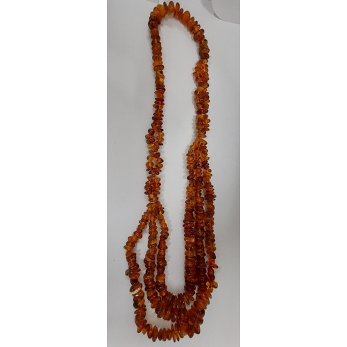 58 - Amber triple strand necklace, approx gross weight  96grams