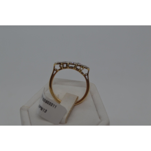 182 - 18ct yellow gold diamond ring, approx size N.  Graduating diamond design approx total 0.50ct, tested... 