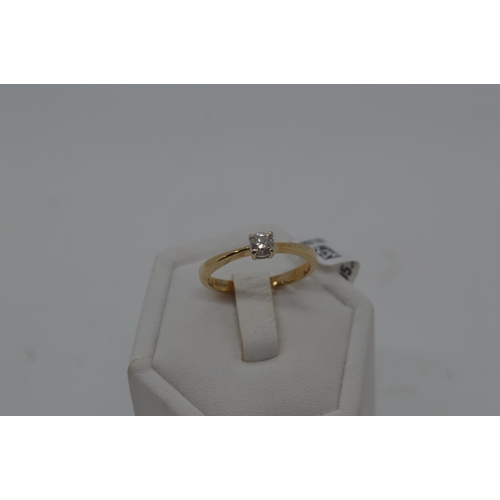 202 - 9ct yellow gold diamond solitaire ring, approx size n/o.  approx 0.25ct,  hallmarked London, approx ... 