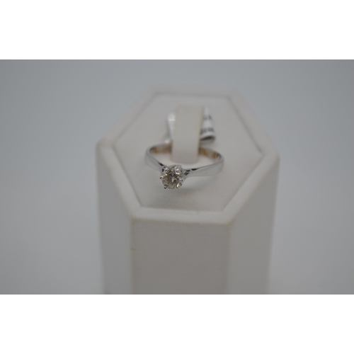 205 - 18ct white gold solitaire diamond ring, approx 0.50ct ct, size M/N.  This item has been consigned fr... 