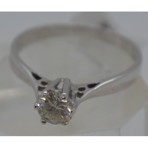 205 - 18ct white gold solitaire diamond ring, approx 0.50ct ct, size M/N.  This item has been consigned fr... 