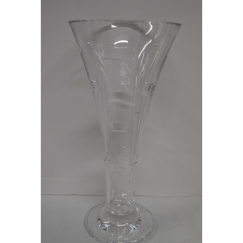 23 - A Waterford crystal Geo pattern fluted trumpet vase, etched John Rocha Waterford to base, approx H39... 