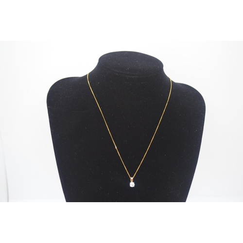 39 - Yellow gold necklace with 0.33ct diamond solitaire pendant marked as 9ct gold