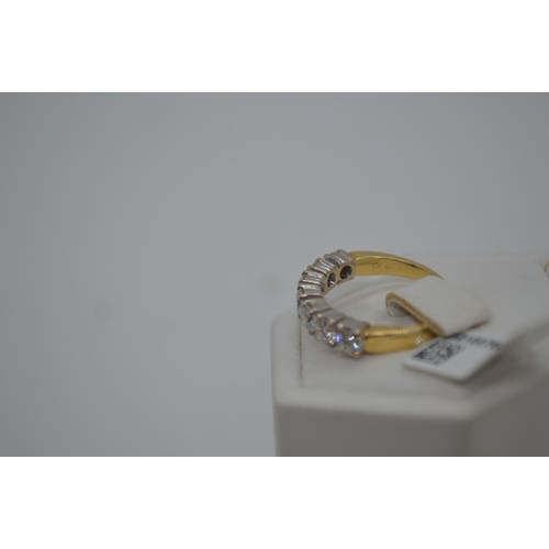 83 - 18k yellow gold and 1.40ct seven stone half eternity diamond ring. Approx gross weight 4g, approx si... 