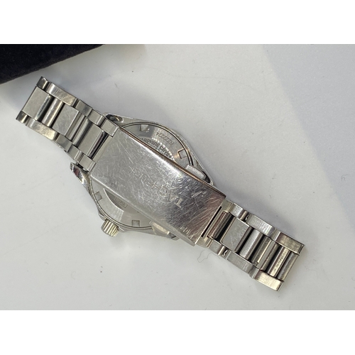 166 - A ladies Tag Heuer Aquaracer WAY1413 stainless steel wristwatch with mother of pearl dial, diamond s... 