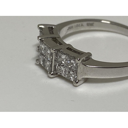 77 - 18ct white gold princess 1ct diamond ring, approx size k/l, approx gross weight 3.5g.  This item has... 