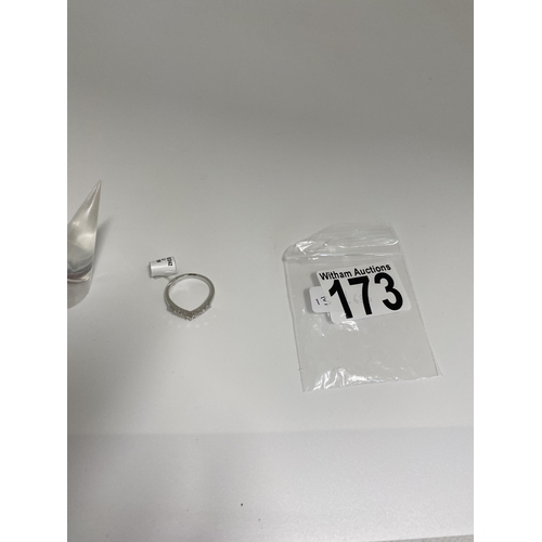 173 - Platinum diamond wishbone ring,  approx size N, approx gross weight 4g.This item has been consigned ... 