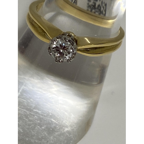 207 - 18ct yellow gold 0.28cts diamond solitaire ring, approx size k/l, fully hallmarked.  This item has b... 