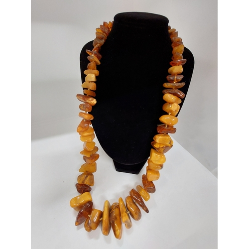 59 - Individually strung/knotted graduated amber necklace approx gross weight 180grams