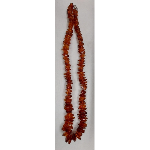 56 - Amber cognac necklace, individually knotted, approx gross weight 85g