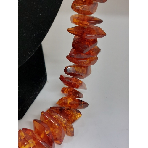 56 - Amber cognac necklace, individually knotted, approx gross weight 85g