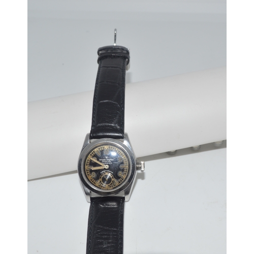 158 - 1940’s Rolex Oyster Royal Precision Forbes watch featuring black dial with Arabic numerals and subsi... 