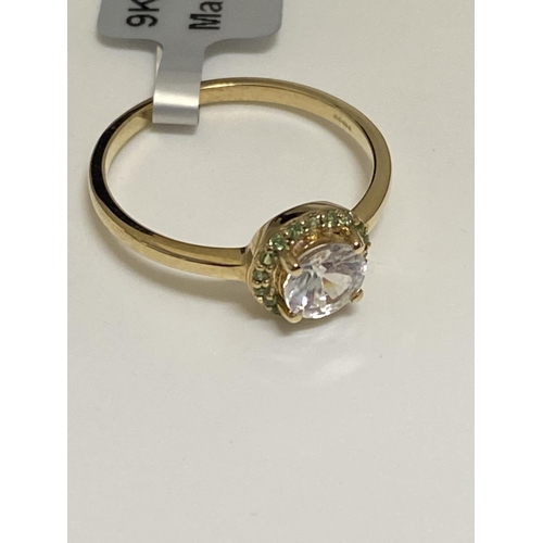 130 - 9ct yellow gold with 0.9ct Tanzanian Zircon central stone, Hallmarked Birmingham, with Gemporia cert... 