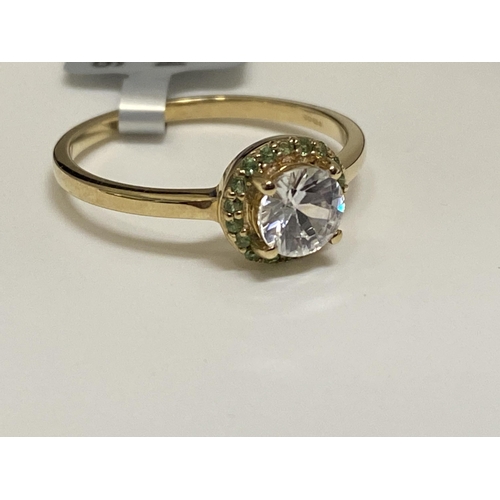 130 - 9ct yellow gold with 0.9ct Tanzanian Zircon central stone, Hallmarked Birmingham, with Gemporia cert... 