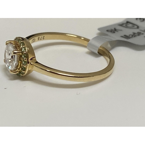 130 - 9ct yellow gold with 0.9ct Tanzanian Zircon central stone, Hallmarked Birmingham, with Gemporia cert... 