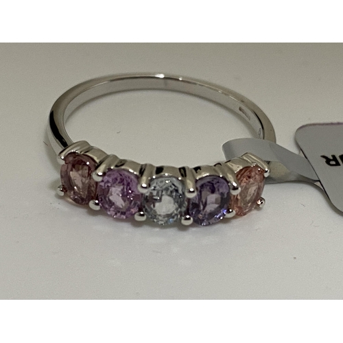 133 - 10k white gold multi coloured stone dress ring, size N, stamped 10k 417 G together with yellow gold ... 