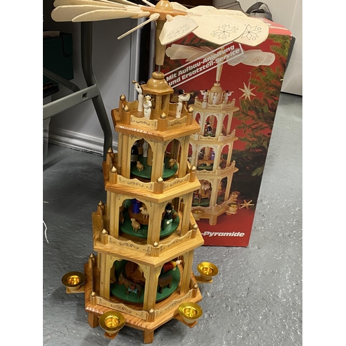 3 - A Christmas Weichnachts pyramid 4 tier, overall height 58cm, purchased in  Berlin in 1985 , unused a... 