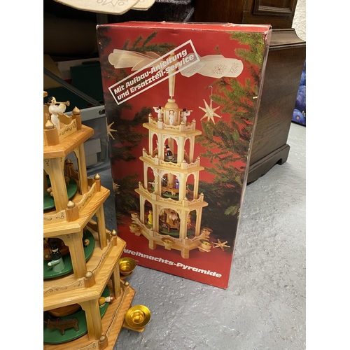 3 - A Christmas Weichnachts pyramid 4 tier, overall height 58cm, purchased in  Berlin in 1985 , unused a... 