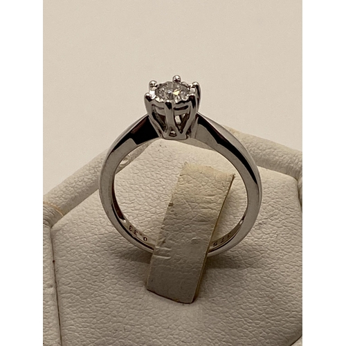 214 - Brand new 9ct gold white gold solitaire diamond engagement ring, 0.33ct, stamped 375, approx size N