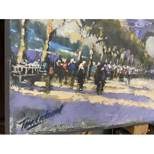 36 - Original oil on canvas entitled afternoon 90 the  Champs Elysée, Paris - signed bottom right corner ... 