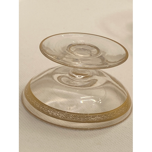 279 - Vintage glass dishes with gold coloured detailing, possibly for oysters, approx height 3.7cm, max wi... 