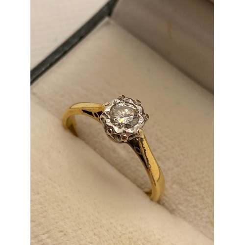 72 - Vintage 18ct yellow gold and platinum diamond ring, 0.20ct, marked Bravingtons 18ct & Plat approx gr... 