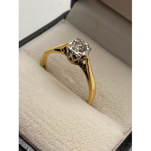 72 - Vintage 18ct yellow gold and platinum diamond ring, 0.20ct, marked Bravingtons 18ct & Plat approx gr... 