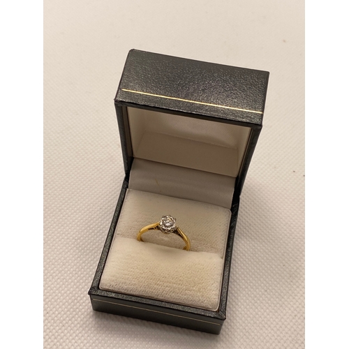 72 - Vintage 18ct yellow gold and platinum diamond ring, 0.20ct, marked Bravingtons 18ct & Plat approx gr... 