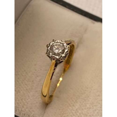 72 - Vintage 18ct yellow gold and platinum diamond ring, 0.20ct, marked Bravingtons 18ct & Plat approx gr... 