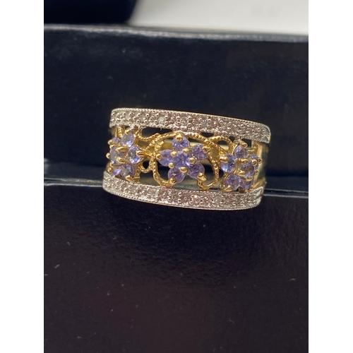 75 - Two 9ct yellow gold rings of similar design with semi precious stones, hallmarked Birmingham 9ct QVC... 