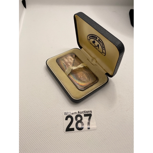 287 - A Johnson & Mathey 100 grammes 999 fine silver bullion (504182) in original box