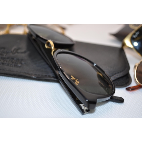 104 - A variety of retro sunglasses in different shapes and colours including a pair of retro gold-coloure... 