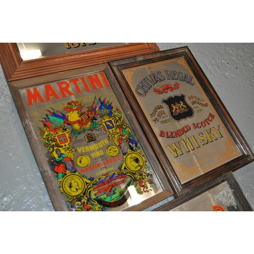 153 - X4 framed advertising mirrors, Colt 45, Winchester, Martini & Chivas Regal Whisky