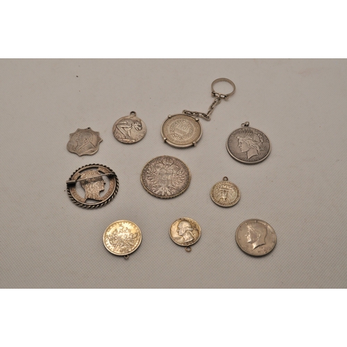 183 - A quantity of mixed coins and medallions to include mounted 1922 Liberty One Dollar Coin, and One Ta... 