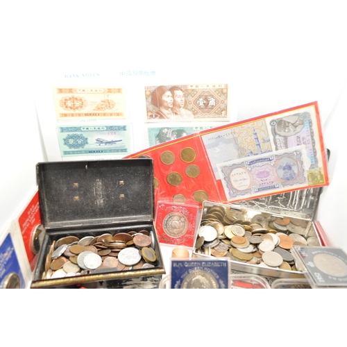 188 - A large quantity of mixed coinage of various dates to include British and Foreign coins in stacked d... 