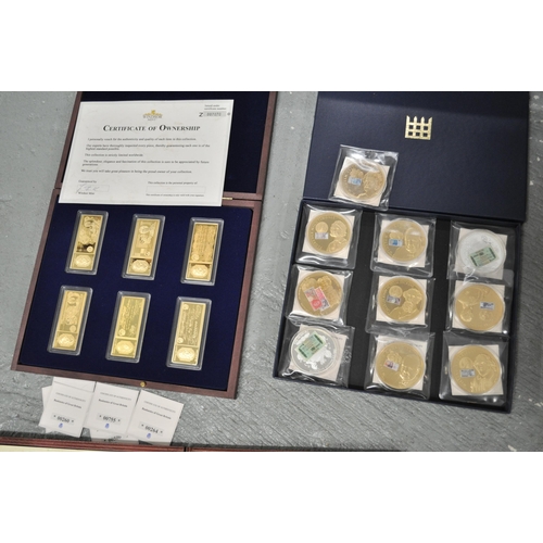 195 - Boxed set of 2019 Windsor Mint 'Banknotes of Great Britain' x6 in gold plated bar format together wi... 