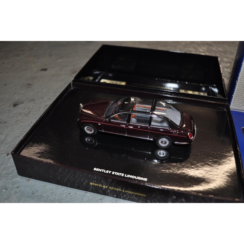 202 - Minichamps 1:43 scale model of The Queen's Bentley Estate Limousine from 2002 together with Mercedes... 