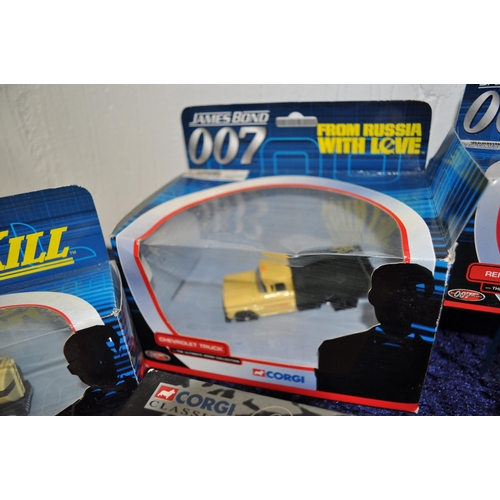 204 - A selection of James Bond 007 vehicles, including, BMW 750i, Renault Taxi, Kenworth Tanker, Double D... 