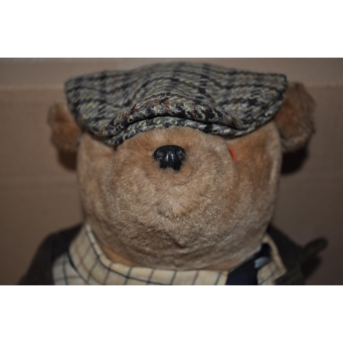 216 - Gabrielle Bear - Hooray Henry Sloane bear with Barbour wax jacket