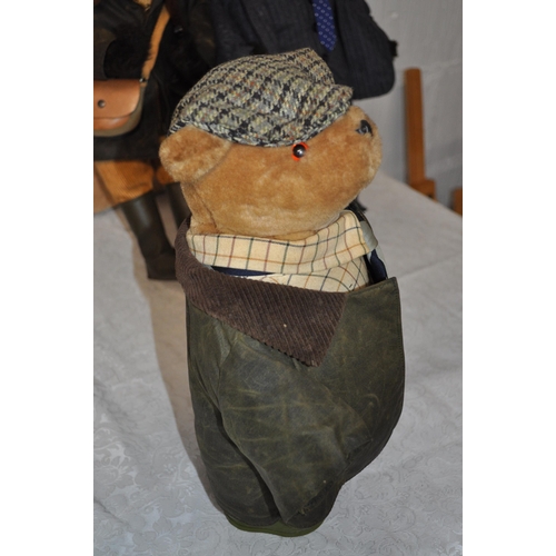 216 - Gabrielle Bear - Hooray Henry Sloane bear with Barbour wax jacket