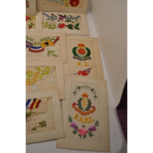 71 - A selection of embroidered silk postcards from the 1910's WW1 era