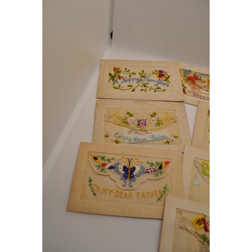 71 - A selection of embroidered silk postcards from the 1910's WW1 era