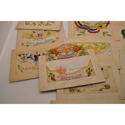 71 - A selection of embroidered silk postcards from the 1910's WW1 era