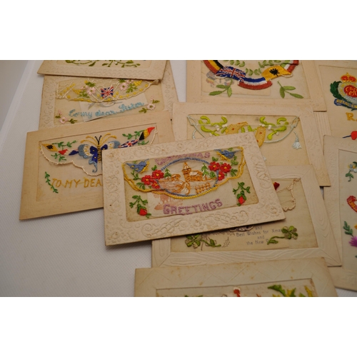 71 - A selection of embroidered silk postcards from the 1910's WW1 era