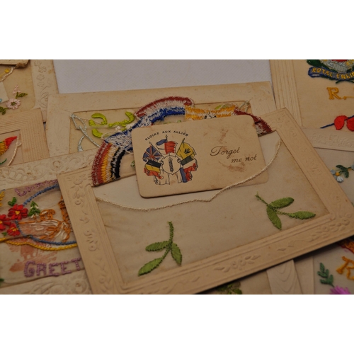 71 - A selection of embroidered silk postcards from the 1910's WW1 era