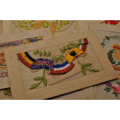 71 - A selection of embroidered silk postcards from the 1910's WW1 era